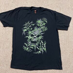 Halloween T Shirt Boys XXL Black Skeletons Glow in the Dark